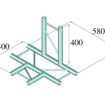 Estrutura metálica tubular com medidas em desenho técnico