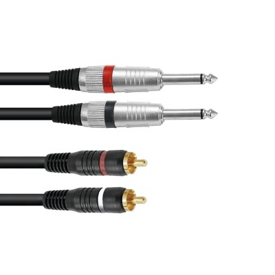 Cabos de áudio com conectores RCA e jack 6.35 mm