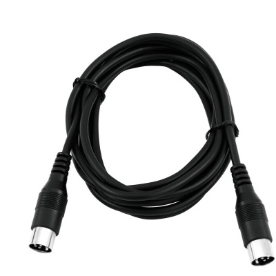 Cabo preto com conectores de 5 pinos redondos nas extremidades