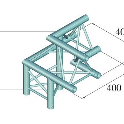 Estrutura metálica tridimensional azul com tubos cilíndricos e suportes diagonais