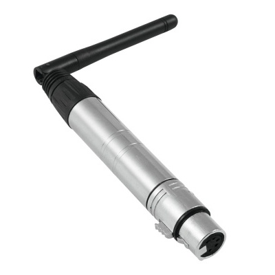 Adaptador de áudio com conector XLR e antena preta