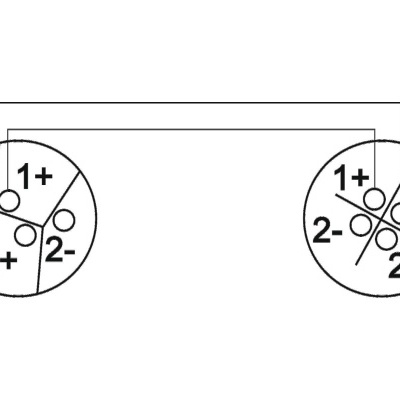 Desenho técnico com dois círculos ligados contendo símbolos e números.