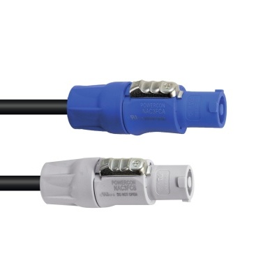 Dois cabos elétricos com terminais SpeakON azul e cinzento