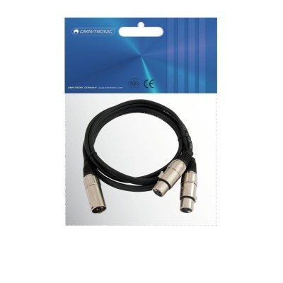 Cabo XLR preto com conectores metálicos em embalagem azul