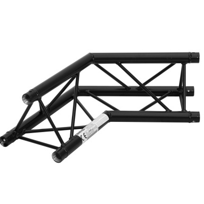 Estrutura metálica preta com tubos em fundo branco