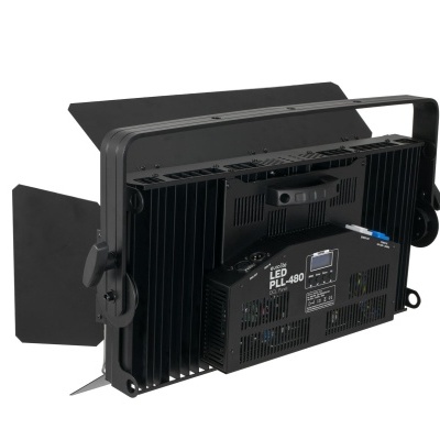 Refletor de iluminação LED preto com chapéu de barbear e alça