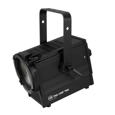 Projetor LED preto com lente circular e alça de fixação