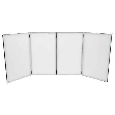 Paravento dobrável branco com estrutura preta em quatro secções