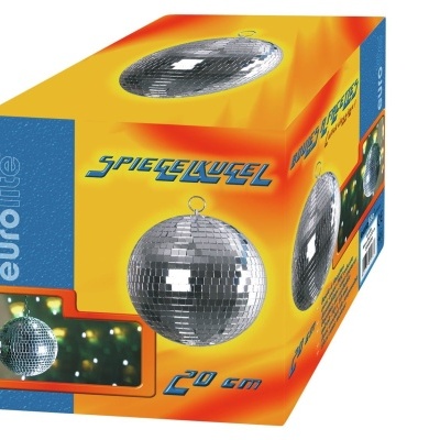 Caixa colorida com bola espelhada prateada para decoração de discoteca