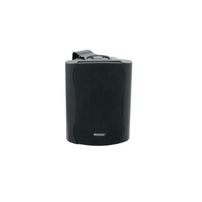 Coluna portátil preta com alça e grelha frontal curva