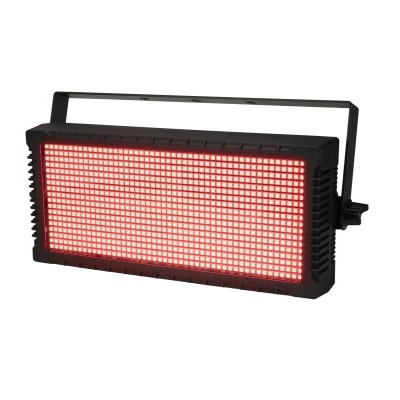 Luminária retangular preta com luz vermelha e suporte ajustável