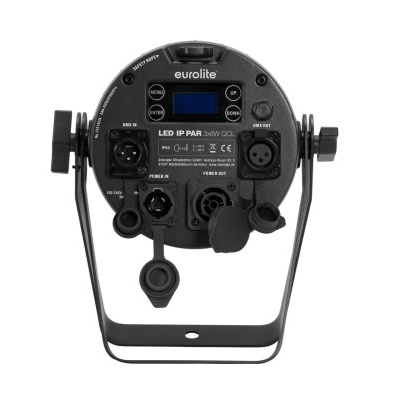 Luz LED preta Eurolite com conectores e ecrã digital