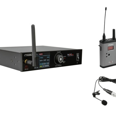 Equipamento de som wireless com receptor, transmissor e microfone de lapela