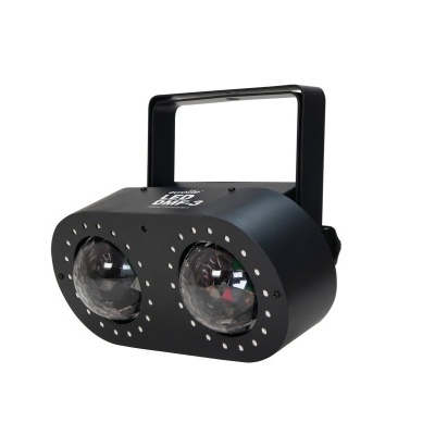 Dispositivo de iluminação de palco preto com duas lentes convexas