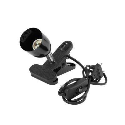 Candeeiro de leitura com clipe em plástico preto e cabo elétrico