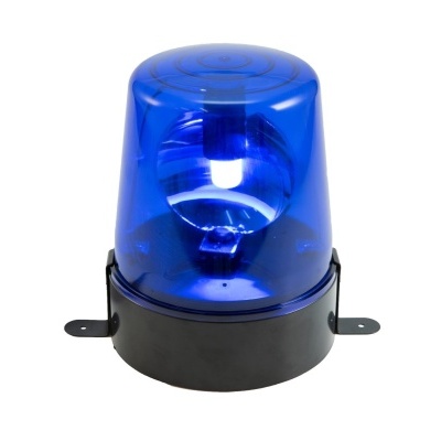 Luz de sinalização azul com cúpula plástica e base preta
