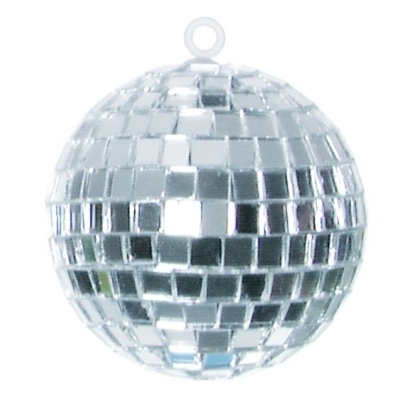 Bola de discoteca prateada refletiva com espelhos quadrados