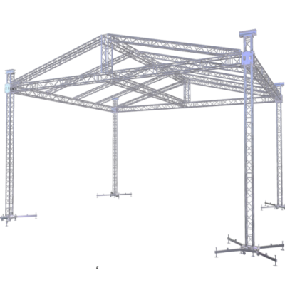 Estrutura metálica modular em alumínio prateado para tendas