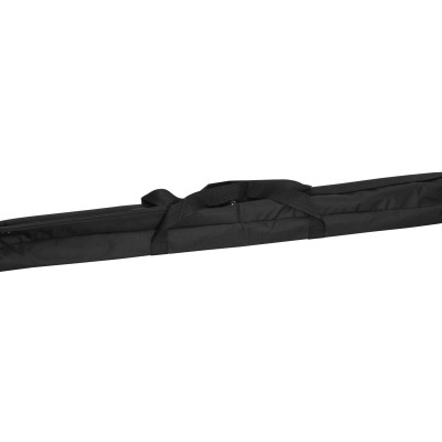 Mala preta longa de tecido com alça e fecho