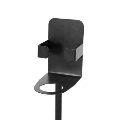 Suporte de metal pintado de preto para garrafa e copo