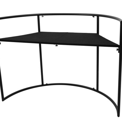 Mesa de canto triangular metálica preta com tampo preto