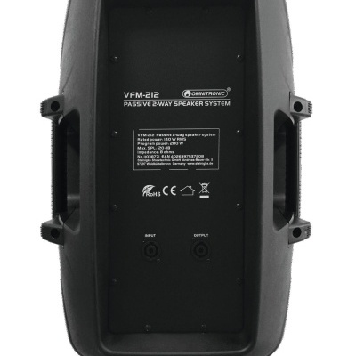 Coluna de som preta Omnitronic VFM-212 vista de trás