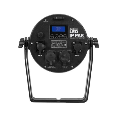Luz LED profissional Eurolite LED IP PAR vista de trás com suporte e painel de controlo