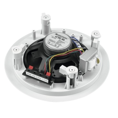 Dispositivo elétrico redondo com componentes internos e fios coloridos