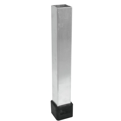 Pé metálico prateado com base preta e marca GUIL