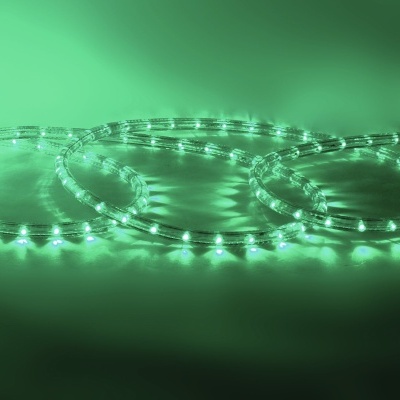 Fita LED verde flexível em superfície plana