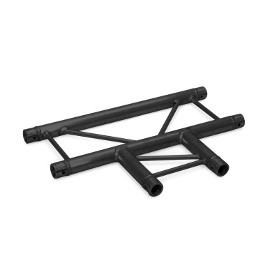 Estrutura metálica preta em formato triangular sobre fundo branco