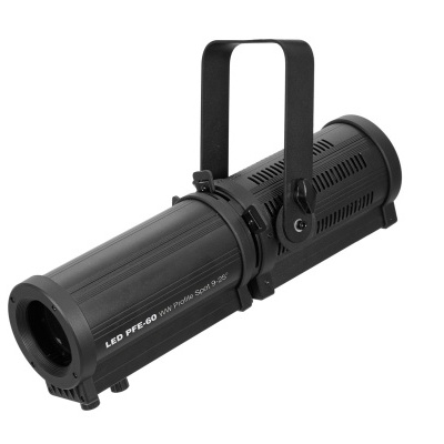 Projetor de luz LED preto com texto 'LED PE-60' e '12W Photo Spot-L39'