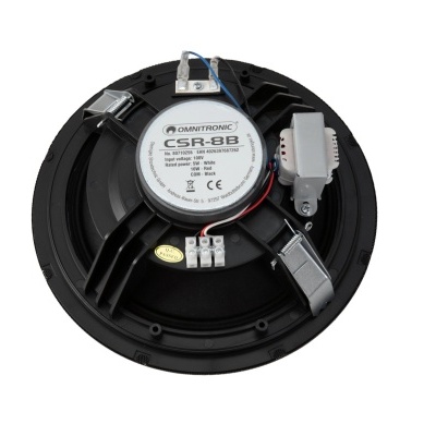 Altifalante redondo OMNITRONIC CSR-8B com componentes eletrónicos e fios