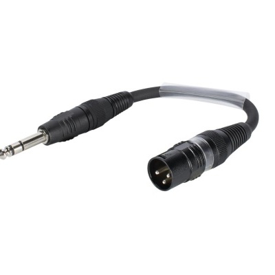 Cabo adaptador áudio com conetor macho XLR e ficha TRS 6,35 mm