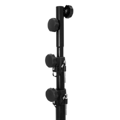 Suporte de iluminação fotográfica preto com botões de ajuste