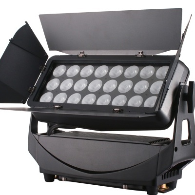 Projetor de luz LED preto com 24 lentes circulares e abas ajustáveis