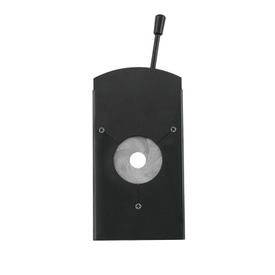 Dispositivo preto retangular com alavanca e área circular central