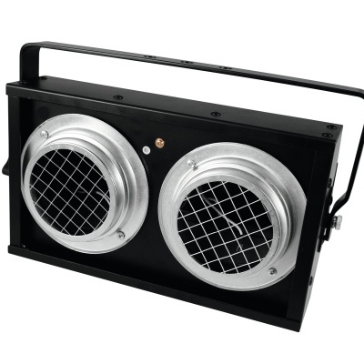 Projetor de iluminação com duas ventoinhas circulares prateadas