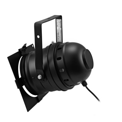 Projetor de luz preto em metal com suporte ajustável