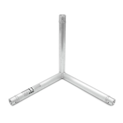 Suporte metálico de três braços em fundo branco