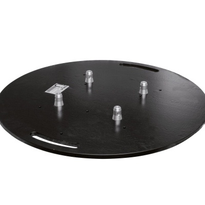 Base redonda preta de metal com parafusos e alças