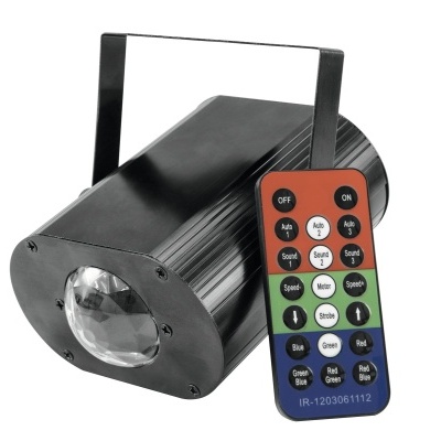 Iluminação de efeito disco preta com comando remoto colorido