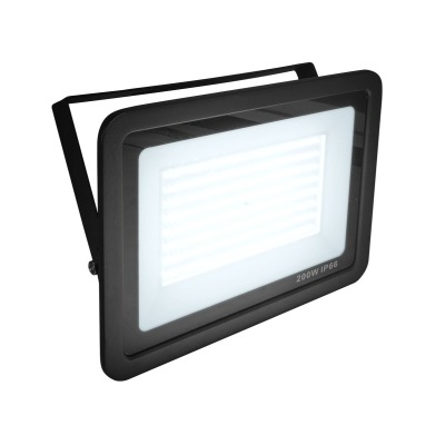 Projetor LED retangular preto com suporte ajustável