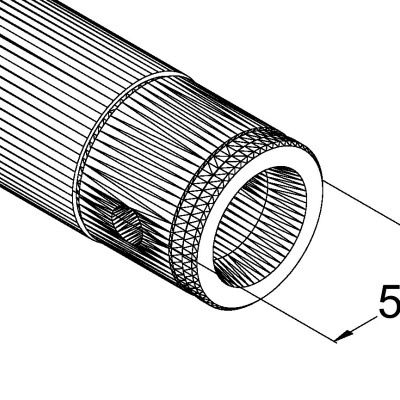 Desenho técnico de um tubo cilíndrico com indicação de dimensão 50