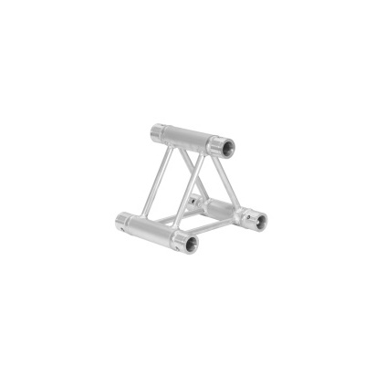 Estrutura metálica prateada em formato triangular