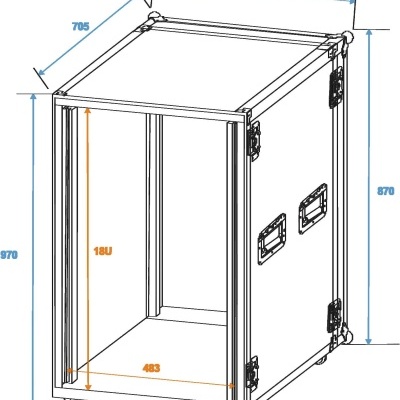 Desenho técnico de armário móvel metálico com medidas em milímetros
