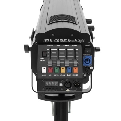 Luz de busca LED SL-400 DMX com botões coloridos e controle digital