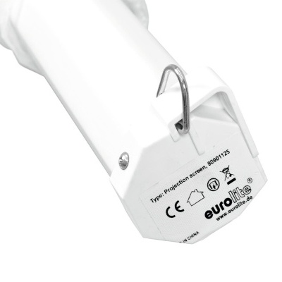 Luminária branca Eurolite Projection extern com ganchos metálicos e etiquetas de certificação