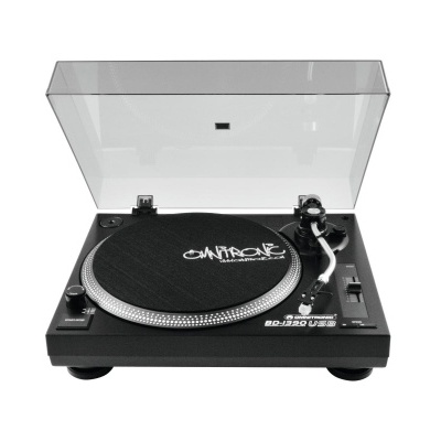 gira-discos preto com tampa transparente e logótipo ONTROL no prato