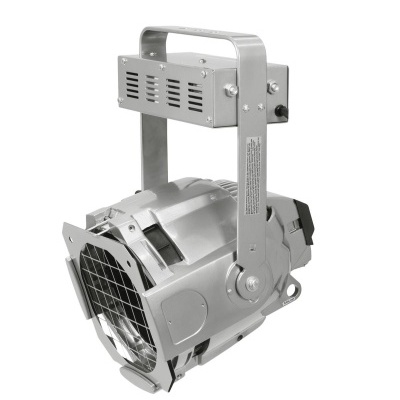 Refletor de luz profissional metálico prateado com alça e grade frontal